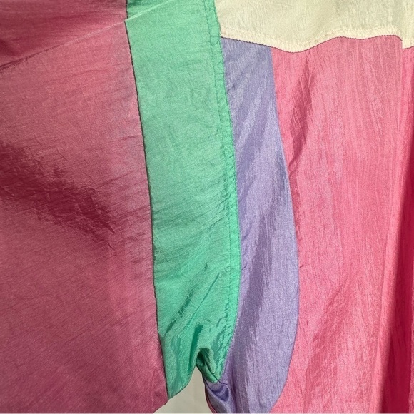 Vintage Windbreaker Pastel Colorblock Totes Pink, Mint, Lavender Women's Size XL - Picture 5 of 8